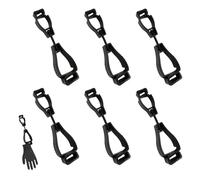 Fhioevt Lot de 6 Porte Gants de Travail Pinces à Gants Grabber Clip Attache Porte-gants Multifonctionnelle Clip de gant Protection Pince à gants pour tactique Jardin Clé Casque Serviette (Noir)