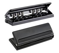 Fhioevt Perforadora Papel en Metal Taladradora Papel Perforadora Papel 6 Agujeros Ajustable con Marcador de Posición Capacidad para Encuadernar Agenda Cuaderno Libreta (Negro)