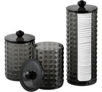 FHISKUNYU 3 Pcs Dispensador de Almohadillas Desmaquillantes Negro, Organizador de Hisopos de Algodón, Caja de Almacenamiento de Discos de Algodón con Tapa, Contenedor Cosmético para Baño y Tocador