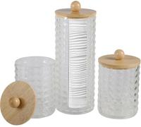 FHISKUNYU 3 Pcs Organizador de Almohadillas de Maquillaje, Dispensador Transparente para Hisopos de Algodón, Caja Contenedor para Almohadillas de Algodón y Cosmeticos, Organizador para Baño