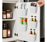 FHISKUNYU 5 Piezas Cajas de Almacenamiento Autoadhesivas para Pared, Organizador de Puerta para Cocina, Baño y Refrigerador, Caja para Artículos Pequeños