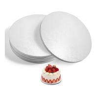 FHISKUNYU Base para Tartas Porta Tartas Redondo 30 cm - 5 Piezas en Cartón Corrugado Reforzado con Aluminio, Blanco (Espesor 12 mm, Resistencia 8kg+, Borde Liso)
