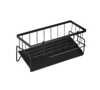 FHISKUNYU Organizador de Fregadero Negro - Soporte para Esponja con Bandeja de Autovaciado | Práctico para Líquido de Lavavajillas y Accesorios de Cocina/Lavabo