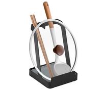 FHISKUNYU Organizador Tapas Ollas Plegable Negro, Soporte para Tapas 16-34 cm y Utensilios de Cocina, Material Antideslizante y Fácil de Limpiar (1 Unidad)