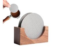 FHISKUNYU Pantalla de Disco 51mm 2 Piezas con Base de Almacenamiento en Nogal, Pantalla de Ducha Inferior de Acero Inoxidable 316 para Cesta de Filtro de Espresso - Pantalla de Contacto de Metal 1,7 m