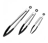 FHISKUNYU Pinzas Cocina Acero Inoxidable - Set de 3 Pinzas de Cocina, Pinzas Cocina Silicona de 34cm, 26cm, 21cm, con Mango Antideslizante y Diseño Desmontable
