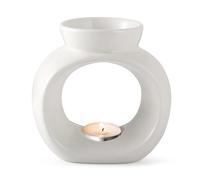 FHISKUNYU Quemador de Aceites Esenciales en Cerámica Blanca, Difusor de Aromas con Lámpara de Aceite - Diseño Minimalista, Amplia Difusión para Hogar, Oficina y Espacios Wellness