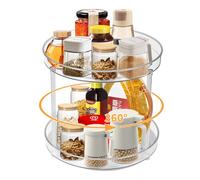 FHISKUNYU Radikor Set de 2 Soporte Giratorio para Especias con Bandeja Rotatoria 360° - Organizador Multifunción de Cocina para Especias, Frutas, Snacks (24 cm Diámetro) Apto para Nevera