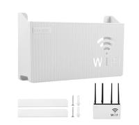FHISKUNYU Router Rack, Caja Router Pared, Ocultar Router WiFi - Organizador de Pared con Diseño Redondeado, Ventilación y Material Reforzado, Blanco - Optimización de Espacio