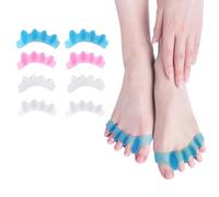 FHISKUNYU separador dedos pie - separadores de dedos de los pies diseño de cinco agujeros, material SEBS lavable y reutilizable, alta elasticidad, 8 piezas (4 colores, 1 par por color)