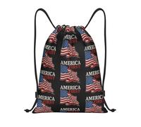 FHIZOAL America First - Mochilas deportivas impermeables con cordón, ligeras, para yoga, entrenamiento, natación, viajes, Black, S, Casual