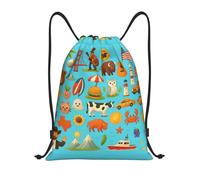 FHIZOAL American Icons And Symbols - Bolsas con cordón impermeables para deportes, ligeras, para yoga, entrenamiento, natación, viajes, Black, M, Casual