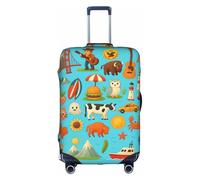 FHIZOAL American Icons and Symbols - Funda elástica antiarañazos para maleta, protector de equipaje de viaje, a prueba de polvo, para equipaje de 18 a 32 pulgadas, White, L, Clásico