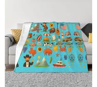 FHIZOAL American Icons And Symbols - Manta de franela de microforro polar ultrasuave, acogedora y cálida para sofá, cama, sala de estar, dormitorio, decoración