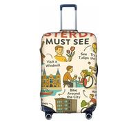 FHIZOAL Amsterdam See Travel GUI - Funda elástica antiarañazos, protector de equipaje de viaje, a prueba de polvo, para equipaje de 18 a 32 pulgadas, White, L, Clásico