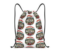 FHIZOAL Austria Flowers Music - Mochilas con cordón, impermeables, ligeras, para yoga, entrenamiento, natación, viajes, Black, M, Casual