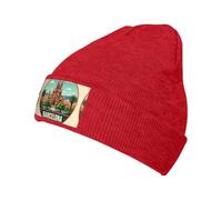 FHIZOAL Barcelona Churches - Gorro de punto clásico con puños, elástico, cálido, suave, para deportes al aire libre, regalos para hombres y mujeres, rosso, Talla única