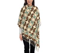 FHIZOAL Bufanda con borlas de Roma Italia, bufanda de moda para mujer, suave, cálido, otoño, invierno, uso diario, oficina, viajes, Negro, Talla única