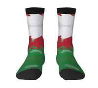 FHIZOAL Calcetines de dragón galés para adultos, de alta elasticidad, absorben la humedad, para uso diario, fitness, correr, 3 Negro, Altoa única