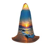 FHIZOAL Capa con capucha de Last Sun Rays Of Over The Sea Waves para adolescentes, para fiestas temáticas, cosplay, carnaval, bruja, vampiros