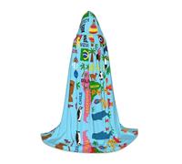 FHIZOAL Capa con capucha de mapa de América del Sur con iconos para adolescentes, para fiestas temáticas, cosplay, carnaval, bruja, vampiros