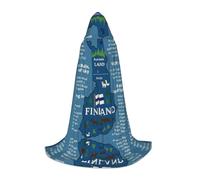 FHIZOAL Capa con capucha de Mapa de Finlandia con varias hazañas de Halloween para adolescentes, bruja, vampiros, disfraz de la Parca, fiestas temáticas, Comic Con