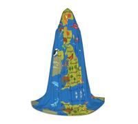 FHIZOAL Capa con capucha del mapa del Reino Unido para adolescentes, bruja, vampiros, parca, fiestas temáticas, cómics