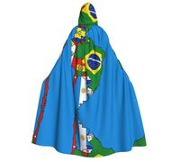 FHIZOAL Capa con capucha para adultos con diseño de banderas de América del Sur, disfraz de carnaval, fiesta de disfraces de la parca, vampiro, misteriosa mascarada
