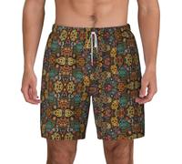 FHIZOAL Colorful Sugar Skulls - Traje de baño para hombre, para verano, playa, con bolsillos, casual, surf, caminar, senderismo, hawaiano, blanco, XL