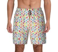 FHIZOAL Coloridas formas de mano arcoíris para hombre, traje de baño de verano con bolsillos, casual, surf, caminar, senderismo, hawaiano, Negro, S