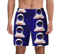 FHIZOAL Cool Man in Outer Space Galaxy - Traje de baño para hombre, para verano, playa, con bolsillos, casual, surf, caminar, senderismo, hawaiano, Negro, S