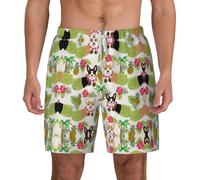 FHIZOAL Corgi Hawaiian Tropical Summer Piña Traje de baño para hombre, traje de baño de verano con bolsillos, casual, surf, caminar, senderismo, hawaiano, blanco, XL