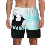 FHIZOAL Deer - Traje de baño para hombre, para verano, playa, con bolsillos, casual, surf, caminar, senderismo, hawaiano, blanco, S