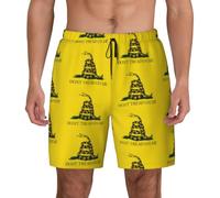 FHIZOAL Dont Tread On Me - Traje de baño para hombre, para verano, playa, con bolsillos, casual, surf, senderismo, hawaiano, Negro, M