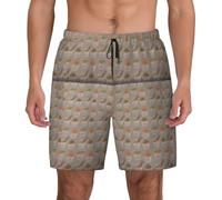 FHIZOAL Egg Cup Noodle Ramen - Traje de baño para hombre, para verano, playa, con bolsillos, casual, surf, caminar, senderismo, hawaiano, Negro, L