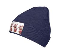 FHIZOAL Elk Christmas House - Gorro de punto clásico con puños, elástico, cálido, suave, para deportes al aire libre, regalos para hombres y mujeres, azul marino, Talla única