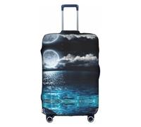 FHIZOAL Funda protectora de equipaje de viaje de 18 a 32 pulgadas con diseño de luna llena y nubes de niebla con turquesa elástica antiarañazos, protector de equipaje de viaje a prueba de polvo, White