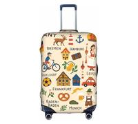 FHIZOAL Germany Cultural Symbols Illu - Funda elástica antiarañazos para maleta, protector de equipaje de viaje, a prueba de polvo, para equipaje de 18 a 32 pulgadas, White, L, Clásico