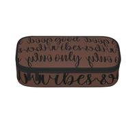 FHIZOAL Good Vibes Only - Estuche de almacenamiento de papelería, gran capacidad, para profesores, universidad, trabajo, Black, Talla única, Clásico