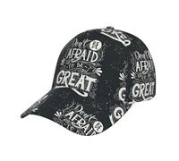 FHIZOAL Gorra de béisbol clásica con texto en inglés "Don't Be Afraid to Be Great" para papá, ajustable, transpirable, vintage, golf, gimnasio, entrenamiento, deportes al aire libre, Negro, Talla