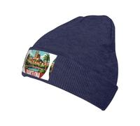FHIZOAL Gorro de punto con diseño de paisaje urbano de Barcelona, España, clásico, elástico, cálido, suave, para deportes al aire libre, regalos para hombres y mujeres, azul marino, Talla única