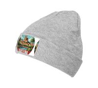 FHIZOAL Gorro de punto con diseño de paisaje urbano de Barcelona, España, clásico, elástico, cálido, suave, para deportes al aire libre, regalos para hombres y mujeres, gris, Talla única
