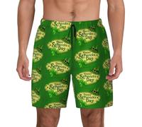 FHIZOAL Happy St. Patrick's Day - Bañador para hombre, para verano, playa, con bolsillos, casual, surf, senderismo, hawaiano, Negro, XXL