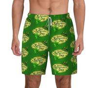 FHIZOAL Happy St. Patrick's Day - Bañador para hombre, para verano, playa, con bolsillos, casual, surf, senderismo, hawaiano, blanco, M