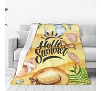 FHIZOAL Hello Summer Beach - Manta de franela de microforro polar ultrasuave, agradable a la piel, transpirable, para sofá, cama, sala de estar
