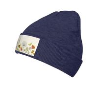 FHIZOAL Hen Flying Butterflies Among Flowers - Gorro de punto clásico con puños, elástico, cálido, suave, regalos deportivos al aire libre para hombres y mujeres, azul marino, Talla única