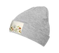 FHIZOAL Hen Flying Butterflies Among Flowers - Gorro de punto clásico con puños, elástico, cálido, suave, regalos deportivos al aire libre para hombres y mujeres, gris, Talla única
