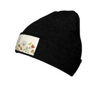 FHIZOAL Hen Flying Butterflies Among Flowers - Gorro de punto clásico con puños, elástico, cálido, suave, regalos deportivos al aire libre para hombres y mujeres, Negro, Talla única