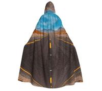 FHIZOAL Highway Road In The Desert Landscape - Capa con capucha para adultos, cosplay, carnaval, fiesta, parca, vampiro, misteriosa mascarada