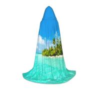 FHIZOAL Island With Sandy Beach and Palm Tree - Capa con capucha para adolescentes, bruja, vampiros, parca, fiestas temáticas, cómics